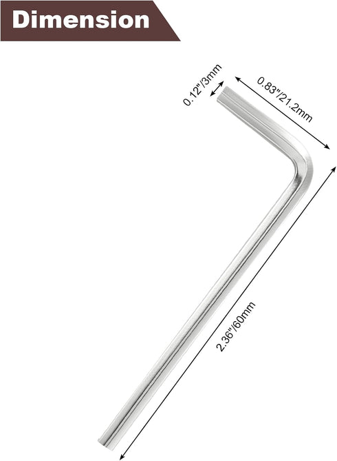 Luomorgo 20 Pcs 3mm/1/8 Inch Allen Wrench, L Shaped Hex Key Wrench, Heavy Duty Steel Hexagon Wrench Tool for Repairing, Installation by Luomorgo
