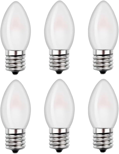 Christmas Village Replacement Light Bulbs C7 Edison LED Mini Night Light Bulbs E12 Candelabra Base 2700K Warm White (6
