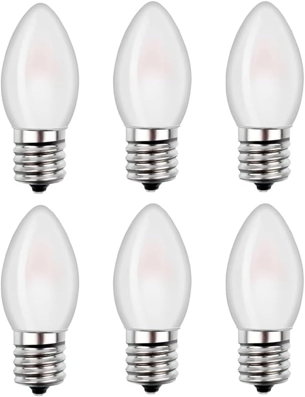 Christmas Village Replacement Light Bulbs C7 Edison LED Mini Night Light Bulbs E12 Candelabra Base 2700K Warm White (6