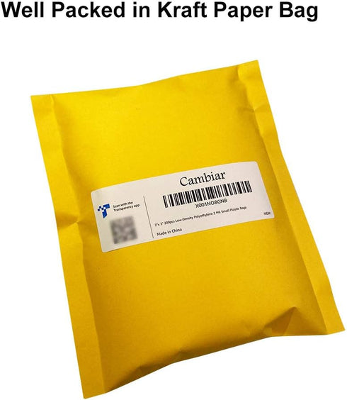 2''x 3'', Small Clear Poly Zipper Bags (Pack of 200), 2 Mil Reclosable Storage Bags for Jewelry, Candy
