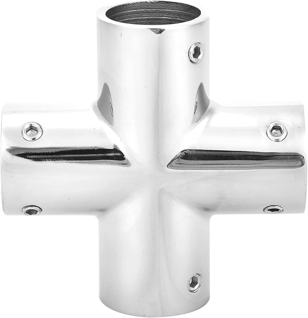 Stainless Steel 4 Way Pipe Fittings, 25mm 1 Inch 90 Degree Hardware Accessories, 4 Way Corner Pipe Fittings
