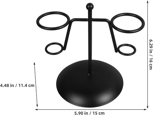 2-slot DOITOOL Ice Cream Cone Holder Stand, Iron Ice Cream Display Rack with Base, Black Egg Cone Holder for Dessert