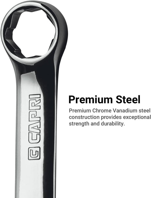 Capri Tools 12 mm WaveDrive Pro Stubby Combination Wrench for Regular and Rounded Bolts