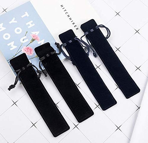 WAFJAMF 20pcs Velvet Drawstring Pen Pouch, Black Color Pencil Bag/Holder