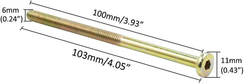 10 Pcs Crib Screws M6 x 100mm Zinc Plated Hex Socket Head Cap Screws for Furniture