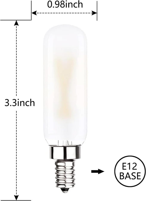 Dimmable T6 LED Bulb 25W, E12 Edison Light Bulbs, Soft White 3000K, T25 Mini Tubular Frosted Glass, 12 Pack