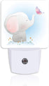 Neidius Cute Baby Elephant Play Butterfly Night Light Plug into Wall with Dusk