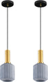 AOJUNSANSAN 2 Pack Mid Century Smoke Gray Glass Pendant Light Fixture Brushed Gold