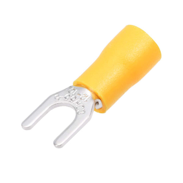 uxcell 150Pcs SV5.5-5 Insulated Fork Spade U-Type Wire Connector, Electrical Crimp Terminal 12-10AWG Yellow