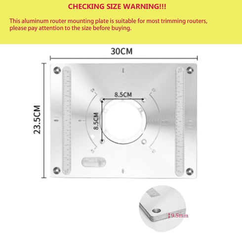 SSEHCWAN 2 300 235 9.5mm Router Table Insert Plate Aluminum Router Plate for Woodworking Router Table Mounting Plate