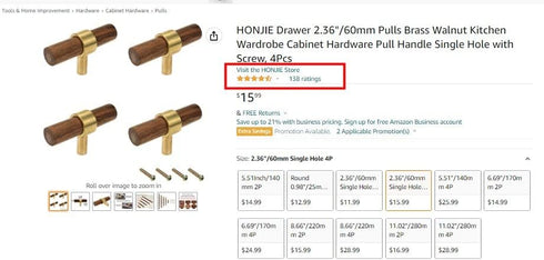 5.51"/140mm 4Pcs Drawer Pulls Brass Walnut Kitchen Wardrobe Cabinet Hardware Pull Handle with Screw