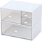 Desk Organizer, White Plastic Makeup Organizer with 4 Drawers, Vanity & Bathroom Storage Box for Dresser or Counter