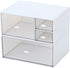 Desk Organizer, White Plastic Makeup Organizer with 4 Drawers, Vanity & Bathroom Storage Box for Dresser or Counter