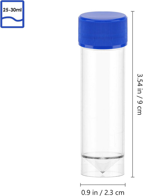 10pcs Plastic Specimen Cup with Lid Stool Specimen Container for Laboratory Medical Use (25-30ml, Without Spoon)