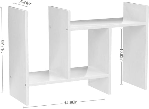 Desk Shelves Wood Desktop Orgnizer Shelf. Office Organization for Top of Desk Organizers and Accessories Bookshelf
