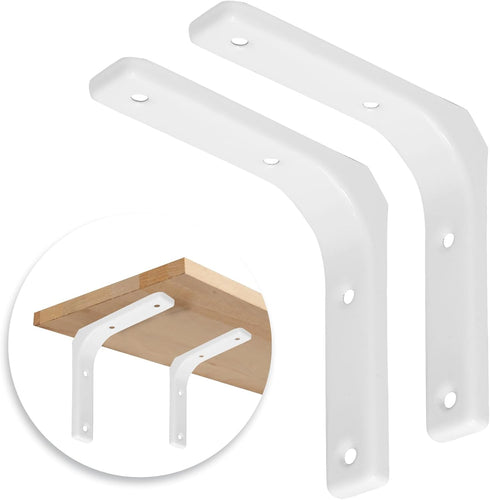 Hordion 2pcs 4 Inch, Wall Shelf Brackets Heavy Duty L Bracket Right Angle Brackets Steel Corner Brace with Screws