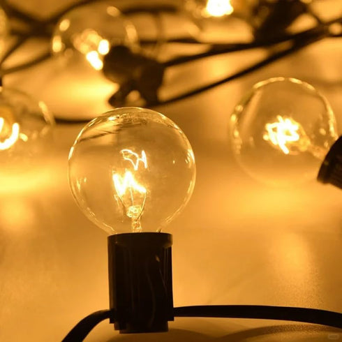 25FT G40 20 Bulbs(4 Spare),5W E12 Globe Patio Lights with Edison Glass Base Warm Yellow Outdoor String