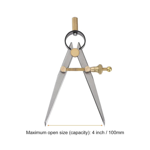 Spring Joint Caliper 4 inch / 100mm Spring Divider Caliper with Brass Fulcrum for Metalworking Geometry Drawing