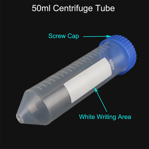 Conical Centrifuge Tubes 50ml, 50 Pcs Sterile Plastic with Screw Caps, Non-Pyrogenic Lab Test Container
