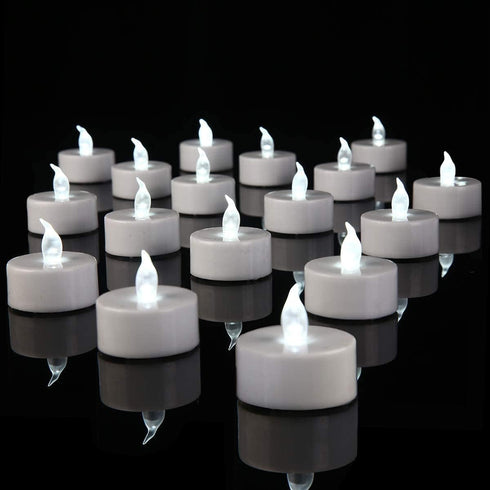 YIWER 50pcs Flameless Tea Lights Candles, Realistic LED Flickering Pumpkin Tea Lights, Long Lasting Electric Fake