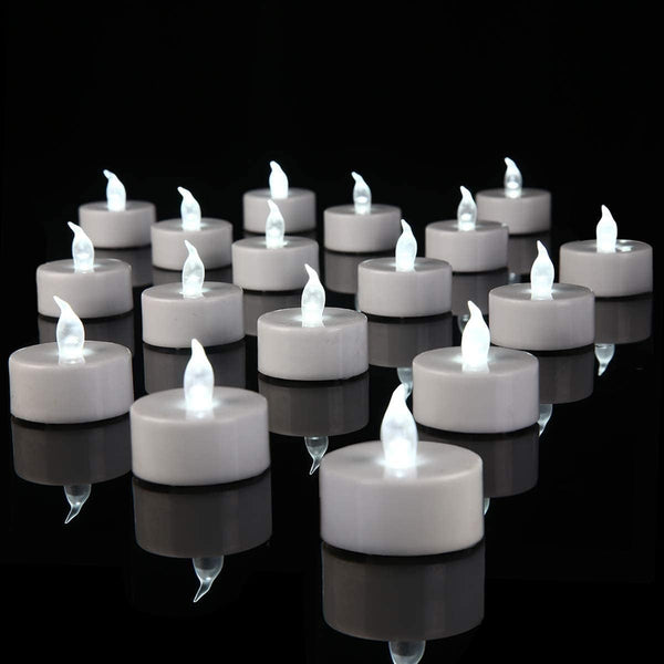 YIWER 50pcs Flameless Tea Lights Candles, Realistic LED Flickering Pumpkin Tea Lights, Long Lasting Electric Fake