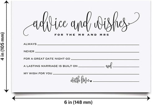 Bliss Collections Mad Libs Advice and Wishes Cards for Newlyweds, Pack of 50, 4x6 Cards for Wedding Reception