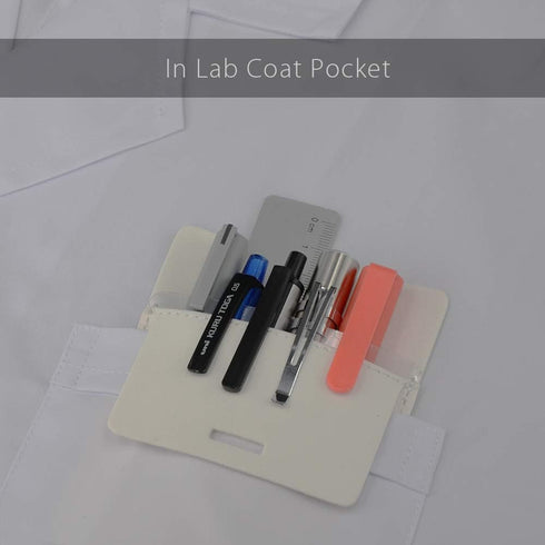 Pocket Protector, Leather Pen Pouch Holder Organizer for Shirts, Holds 5 Pens, Thick PU Leather, White, 2 Per Pack