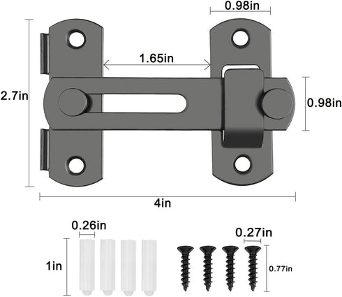 2PCS Barn Door Lock, 180 Degree Flip Sliding Barn Door Latches, Gate Latch for Barn Door, Sliding Door, Pet Door, Garage, Bathroom, Window, Outdoor(Black)