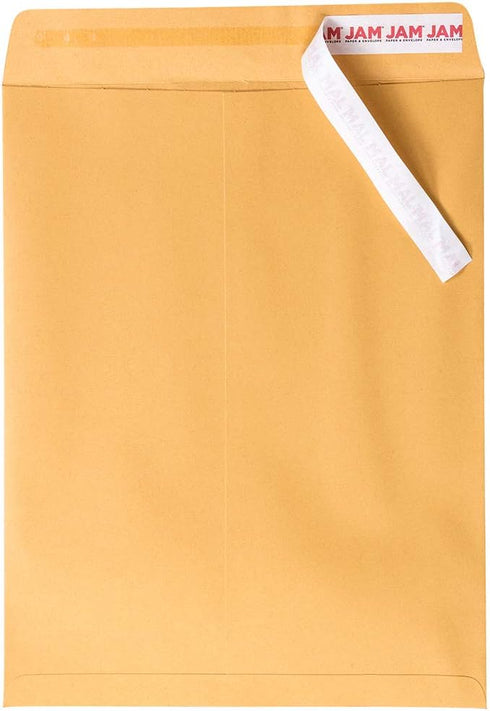 JAM PAPER 10 x 13 Open End Premium Envelopes with Peel and Seal Closure - Brown Kraft Manila, 50/Pack