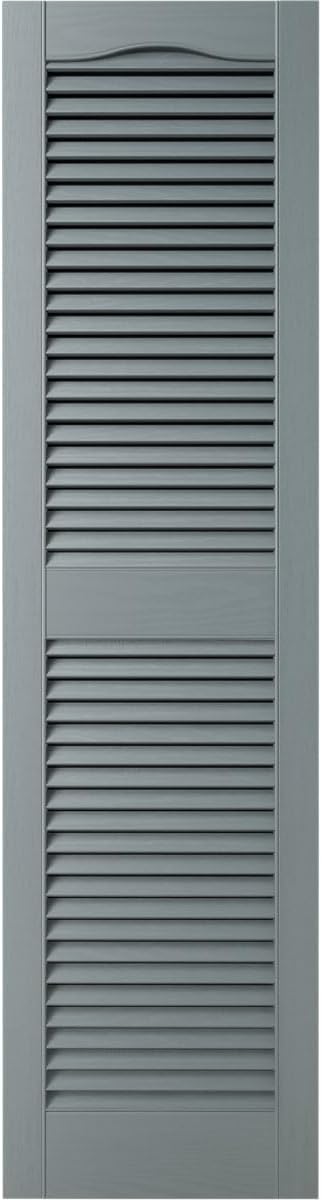 Builders Edge 14.5 52 419 in. W x in. H , Standard Cathedral Top Center Mullion, Open Louver Shutters, Includes