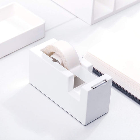 Desktop Tape Dispenser - Silicone Non-Skid Weighted Base Tape Cutter for Office, School, Home Supplies (Pure White)