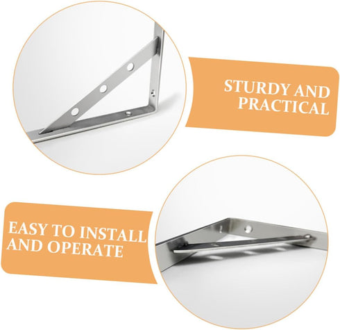 jojofuny Solid Thick Stainless Steel Type Shelf Holder Heavy Duty Wall Mounted Bracket Support for DIY Floating Shelves