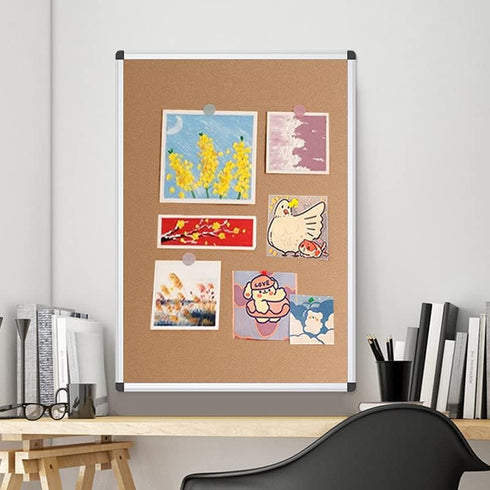 VIZ-PRO Cork Notice Board, 36 x 24 Inches with Silver Aluminium Frame