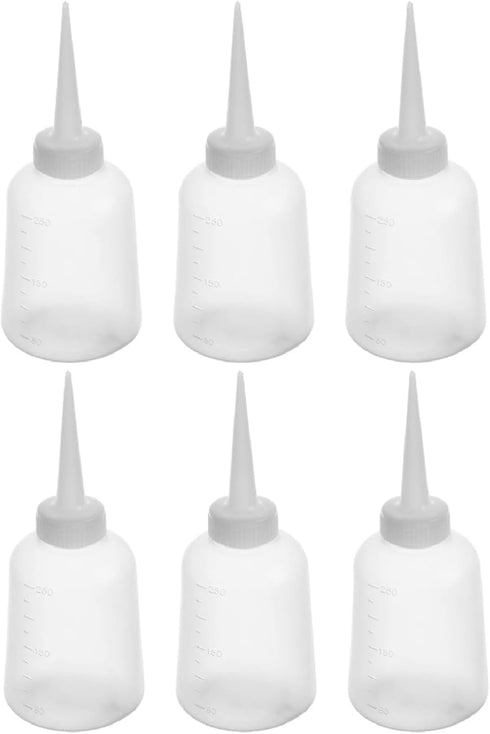 Utoolmart 6pcs Squeeze Bottle - 250ml Plastic Glue Oil Wash Bottles for DIY Label Tattoo