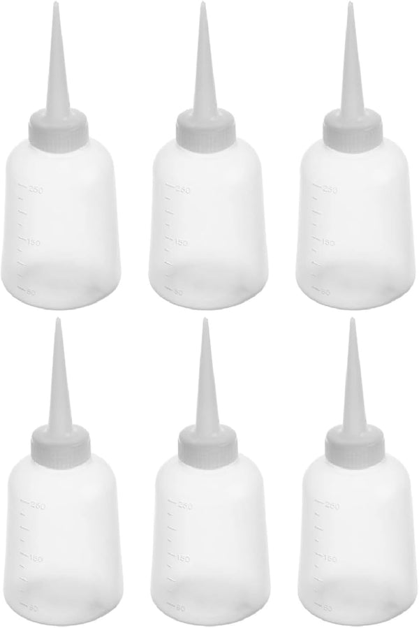 Utoolmart 6pcs Squeeze Bottle - 250ml Plastic Glue Oil Wash Bottles for DIY Label Tattoo