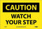 NMC C203P OSHA Sign, "CAUTION WATCH YOUR STEP", 10" x 7", Pressure Sensitive Vinyl, Black on Yellow