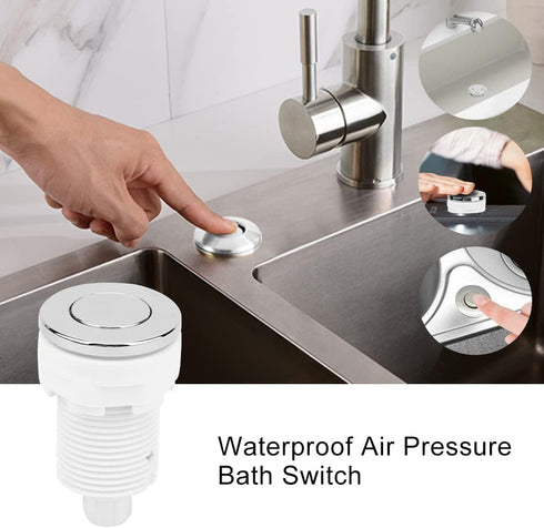 Denpetec Switch(White,Size:28mm) Air Pressure Bath Switch Tub Spa Massage Bath Garbage Waste Disposal Air Switch Push