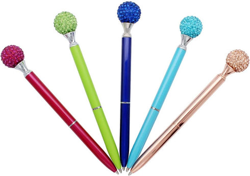 Gullor 5PCS Diamond Ball Retractable Ballpoint Pen, Bling Metal Pens, Multicolor Set