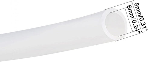 uxcell Flexible Silicone Tube, 6mm ID, 8mm OD, 16.4', Translucent Water Air Hose Pipe