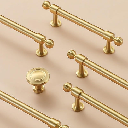 SANCHAKOU 2Pcs Cabinet Pulls Knobs Brass Wardrobe Handles Chrome Plated Bedside Table Drawer Cabinet Door Handles Round