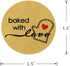 Hcode 500 Natural Kraft Paper Round Baked with Love Stickers, 1.5 Inch Adhesive Label (1 roll, Red Heart)