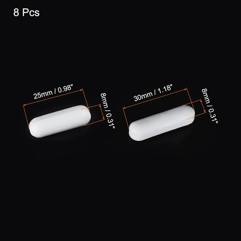 MECCANIXITY Magnetic Stirrer Mixer Stir Bar Rod 25mm/30mm Cylinder Shape PTFE Coating Magnet White for Laboratory 8Pcs