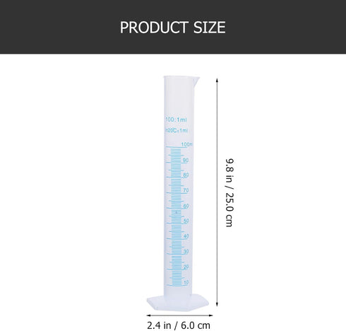 Liquid Measuring Cup Graduated Measuring Cylinders Set,Plastic Graduated Cylinder Lab Test Tube,PP Material Pentagonal Base- 10ml / 25ml / 50ml / 100ml 100ml Graduated Cylinder