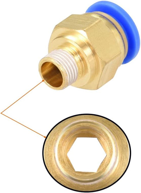 uxcell Straight Pneumatic Push to Quick Connect Fittings G1/8 Male x 8mm Tube OD, 8 Pcs