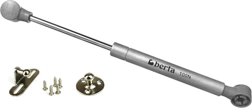 Berta 2-Pack 10 Inch 100N/22 LB Hydraulic Soft Open Gas Springs for Cabinets, Furniture, and RV Platforms (Silver)