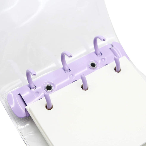 Cute Mini 3-Ring Binder Cover Notebooks, Transparent PVC Protector with Snap Button Closure, DIY Journal