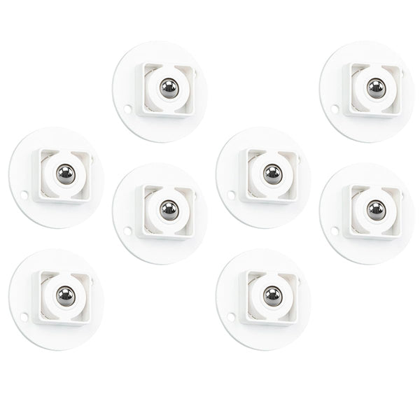 Cabilock 8pcs Adhesive Storage Box Sliding Wheels White Steel Ball Bearing Casters