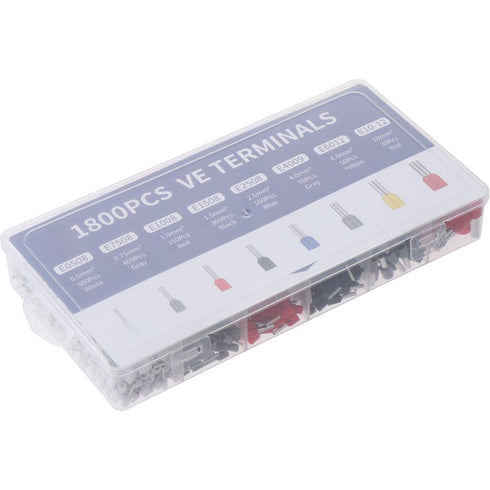 1800Pcs Wire Ferrules Terminals Kit - AWG 22-7 Crimp Connectors, Ferrule Crimping Tool for Electric and Industrial