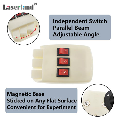 Physics Optical Experiment Kit with Reflector, Refraction Triangular Prism, Convex Lens, Concave Mirror
