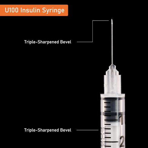 1ml/cc 29G 1/2" (12.7mm) Package Pack 100 Syringe Needle, Disposable Individual